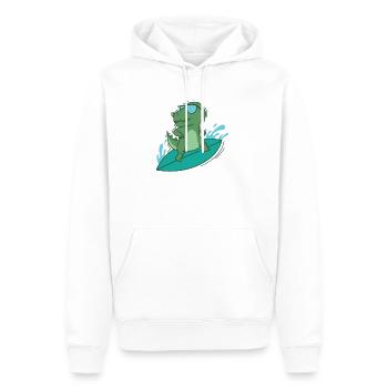 Dino surft cool Dinosaurier Reptil Tier - Männer Premium Bio Hoodie - Weiß - Vorne - Nico (187cm)
