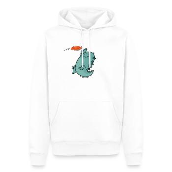 Dino plays Frisbee Dinosaur Reptile - Men’s Premium Organic Hoodie - white - Front - Nico (187cm)
