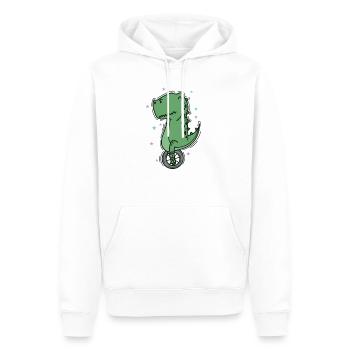 Dino auf einem Einrad Dinosaurier Reptil - Männer Premium Bio Hoodie - Weiß - Vorne - Nico (187cm)