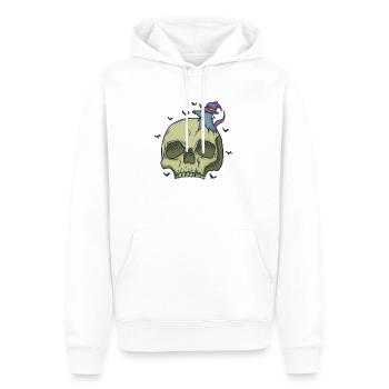 Crâne en os d’Halloween avec souris sorcière - Sweat à capuche Premium bio Homme - blanc - Devant - Nico (187cm)
