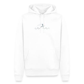 Strichmännchen surft auf einer Welle - Männer Premium Bio Hoodie - Weiß - Vorne - Nico (187cm)