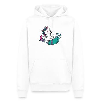 Licorne en kite ou wakeboard - Sweat à capuche Premium bio Homme - blanc - Devant - Nico (187cm)