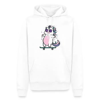 Einhorn beim Skaten Fabelwesen Sport - Männer Premium Bio Hoodie - Weiß - Vorne - Nico (187cm)