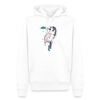Einhorn mit Frisbee Fabelwesen Sport - Männer Premium Bio Hoodie - Weiß - Vorne - Nico (187cm)