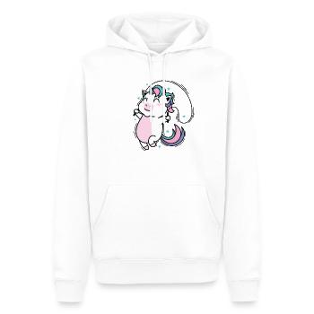 Einhorn springt Seil Fabelwesen Sport - Männer Premium Bio Hoodie - Weiß - Vorne - Nico (187cm)