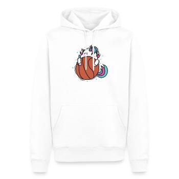 La licorne aime le basket-ball Créatures mythiques Sports - Sweat à capuche Premium bio Homme - blanc - Devant - Nico (187cm)
