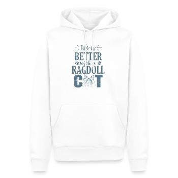 La vie est meilleure avec un chat Ragdoll Chat domestique - Sweat à capuche Premium bio Homme - blanc - Devant - Nico (187cm)