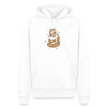 Faultier mit Kissen Natur faul - Männer Premium Bio Hoodie - Weiß - Vorne - Nico (187cm)