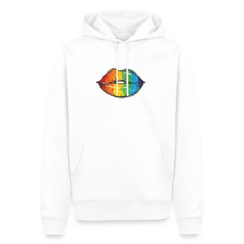 Lippen in LGBT Farben Regenbogen Toleranz - Männer Premium Bio Hoodie - Weiß - Vorne - Nico (187cm)
