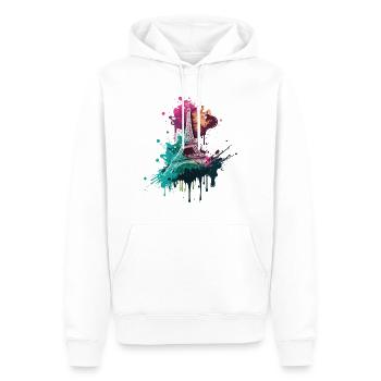 Paris France City Skyline Tour Eiffel Art - Sweat à capuche Premium bio Homme - blanc - Devant - Nico (187cm)