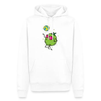 Coconut playing volleyball fruit palm tree - Men’s Premium Organic Hoodie - white - Front - Nico (187cm)
