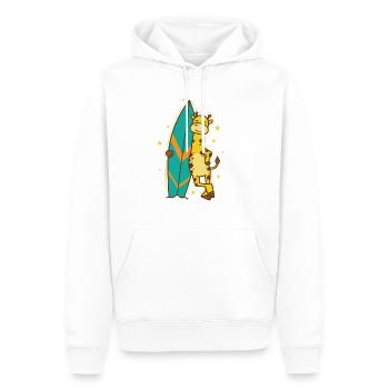 Girafe avec une planche de surf Zoo Savannah - Sweat à capuche Premium bio Homme - blanc - Devant - Nico (187cm)