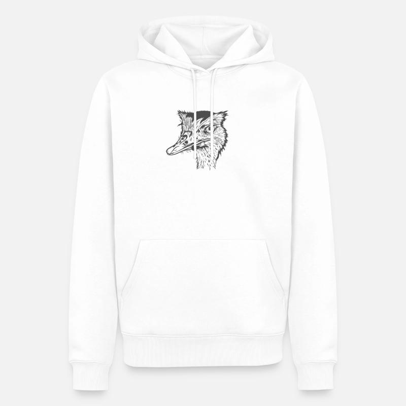 Straußenkopf Laufvogel Savanne - Männer Premium Bio Hoodie - Weiß