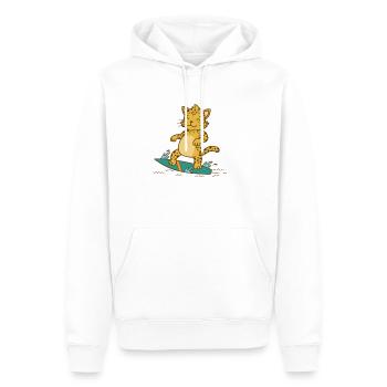Léopard sur la planche de surf Big cat Predator - Sweat à capuche Premium bio Homme - blanc - Devant - Nico (187cm)