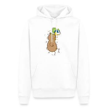Kiwi joue au volley-ball oiseau et aux fruits - Sweat à capuche Premium bio Homme - blanc - Devant - Nico (187cm)