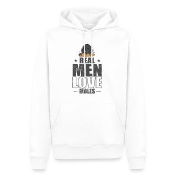 Les vrais hommes aiment les taupes Animal Colline de terre - Sweat à capuche Premium bio Homme - blanc - Devant - Nico (187cm)