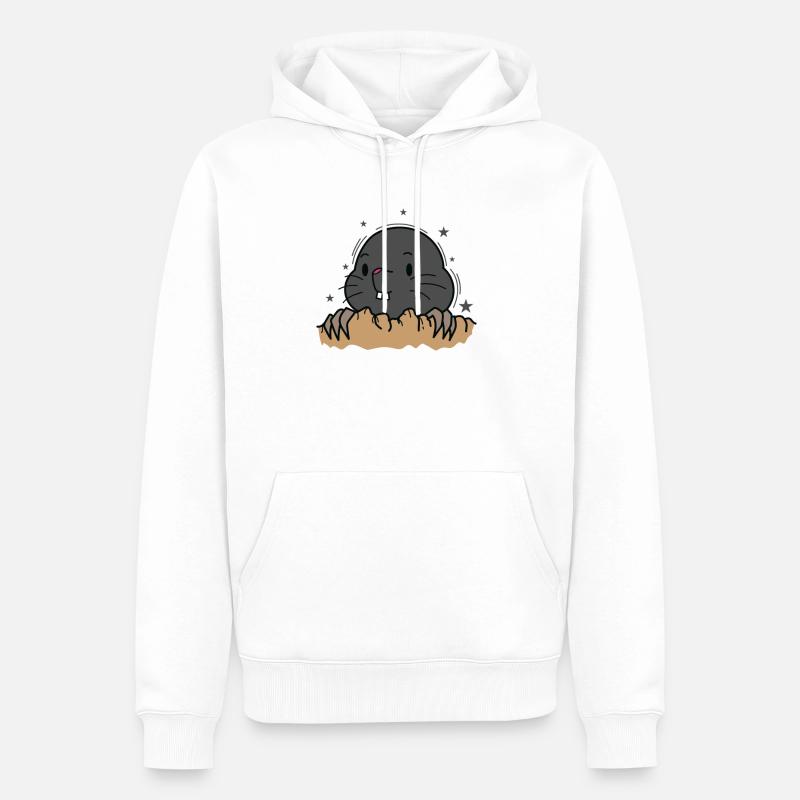 Mole monticule de terre Taupinière - Sweat à capuche Premium bio Homme - blanc