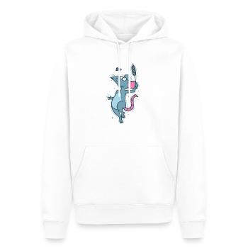 Rat jouant au badminton rongeur - Sweat à capuche Premium bio Homme - blanc - Devant - Nico (187cm)