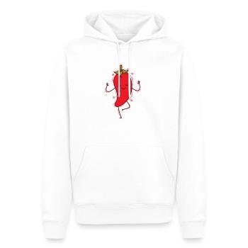 Danse Chili Épices Scoville - Sweat à capuche Premium bio Homme - blanc - Devant - Nico (187cm)