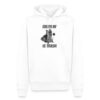 Tous les jours, c’est Trash Raccoon Omnivore - Sweat à capuche Premium bio Homme - blanc - Devant - Nico (187cm)