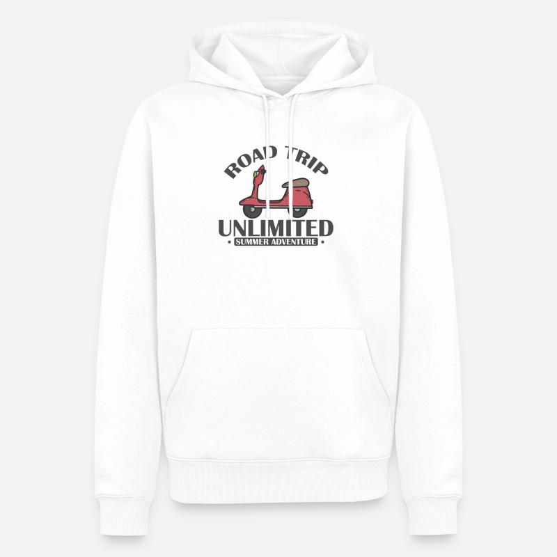 Road Trip illimité Aventure d’été - Sweat à capuche Premium bio Homme - blanc