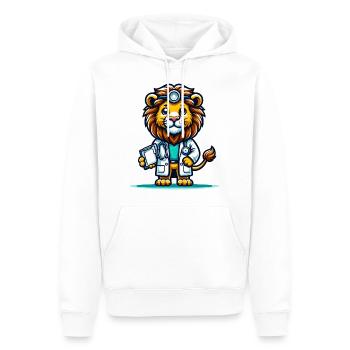 Docteur Lion mignon - Sweat à capuche Premium bio Homme - blanc - Devant - Nico (187cm)