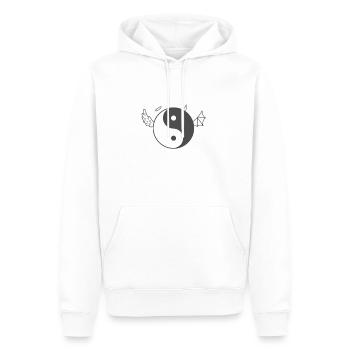 Ailes Symbole Yin et Yang - Sweat à capuche Premium bio Homme - blanc - Devant - Nico (187cm)