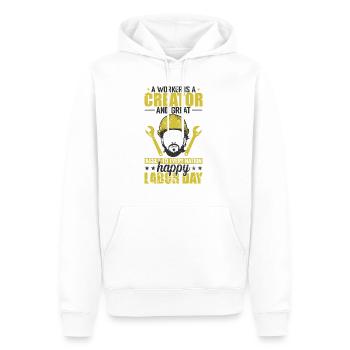 Worker is a Creator great Nation Labor Day - Männer Premium Bio Hoodie - Weiß - Vorne - Nico (187cm)