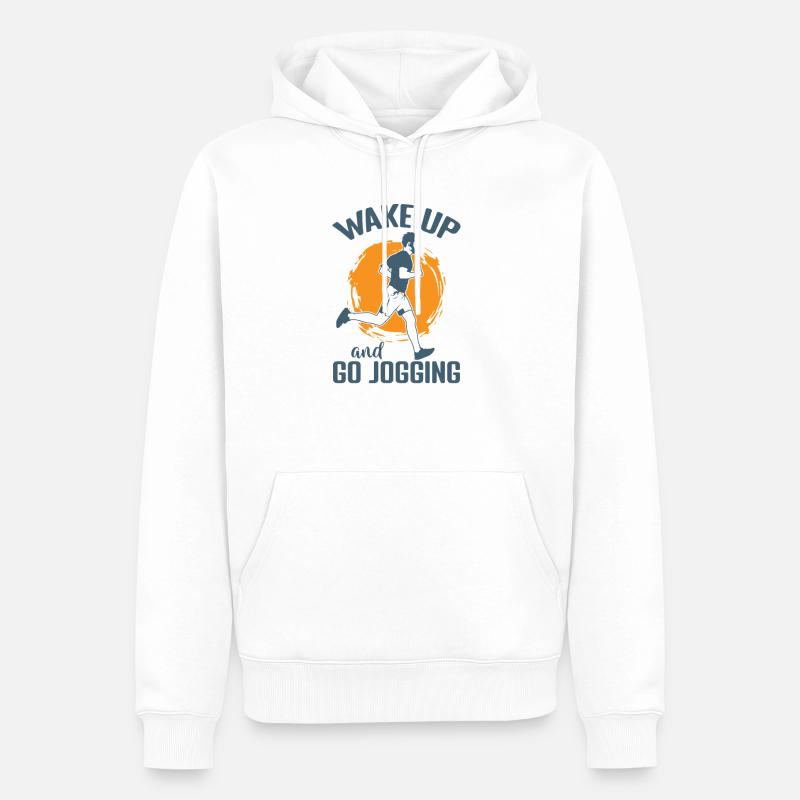 Réveillez-vous et faites du jogging - Sweat à capuche Premium bio Homme - blanc