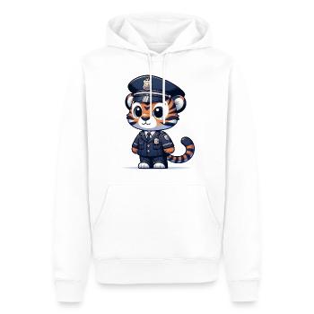 Mignon Tigre Officier de Police - Sweat à capuche Premium bio Homme - blanc - Devant - Nico (187cm)
