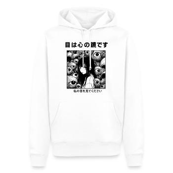 Schau mir in die Augen - Männer Premium Bio Hoodie - Weiß - Vorne - Nico (187cm)