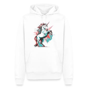 Licorne Pop Art Coloré Magie Fantaisie Conte de fées Magie - Sweat à capuche Premium bio Homme - blanc - Devant - Nico (187cm)