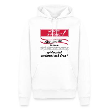 Fanfahrenzug, Spielmannszug,Nobody is perfect(25) - Männer Premium Bio Hoodie - Weiß - Vorne - Nico (187cm)