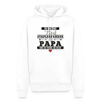 Ich habe zwei Titel Staplerfahrer und Papa - Männer Premium Bio Hoodie - Weiß - Vorne - Nico (187cm)