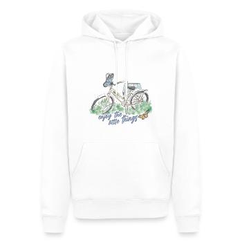 Cyclisme papillon - profitez des petites choses - Sweat à capuche Premium bio Homme - blanc - Devant - Nico (187cm)