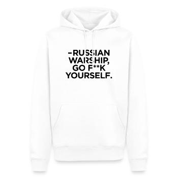 Russian warship encounter – t-shirt support Ukrain - Men’s Premium Organic Hoodie - white - Front - Nico (187cm)