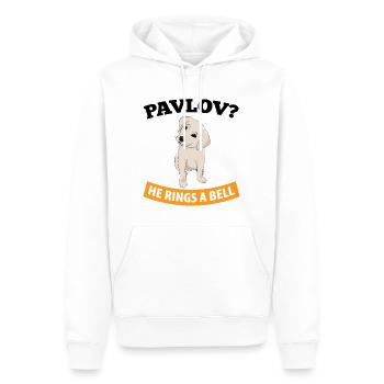 Pavlov - Il sonne une cloche - Drôle de psychologie - Sweat à capuche Premium bio Homme - blanc - Devant - Nico (187cm)