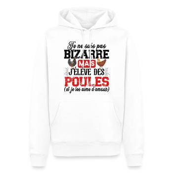 Poule Poulet Coq Poulailler Cadeau Humour Jaune - Sweat à capuche Premium bio Homme - blanc - Devant - Nico (187cm)