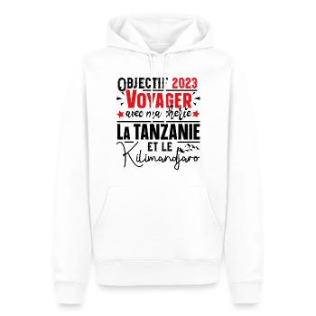 Tanzanie Kilimandjaro Homme Cadeau Couple Mug - Sweat à capuche Premium bio Homme - blanc - Devant - Nico (187cm)