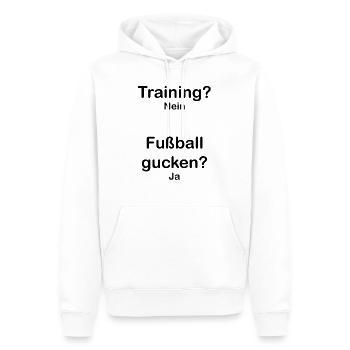 Fußball Spruch. Training. Geschenkidee. WM. Lustig - Männer Premium Bio Hoodie - Weiß - Vorne - Nico (187cm)