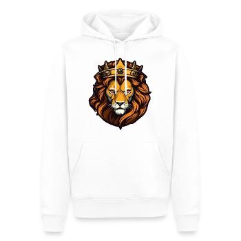 Königlicher Löwe mit Krone - Männer Premium Bio Hoodie - Weiß - Vorne - Nico (187cm)