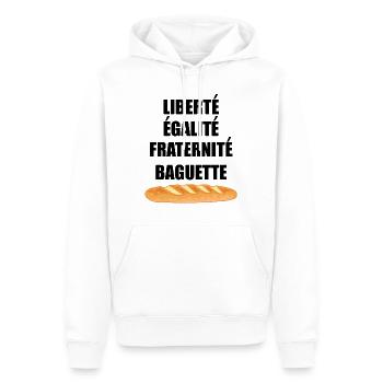 Liberté Egalité Fraternité Baguette - Sweat à capuche Premium bio Homme - blanc - Devant - Nico (187cm)
