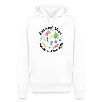 What Doesn't Kill You Mutates and Tries Again - Men’s Premium Organic Hoodie - white - Front - Nico (187cm)