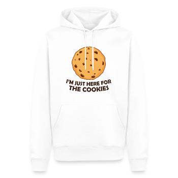 Je suis juste là pour les biscuits - Sweat à capuche Premium bio Homme - blanc - Devant - Nico (187cm)