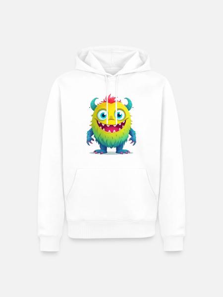 Niedliches gelbes Monster mit blauen Armen - Männer Premium Bio Hoodie - Weiß
