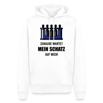 XZuhause Wartet Mein Schatz Auf Mich! (Blau) - Männer Premium Bio Hoodie - Weiß - Vorne - Nico (187cm)