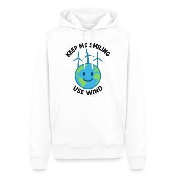 Lächelnde Erde dank Windkraft – Für eine saubere Z - Männer Premium Bio Hoodie - Weiß - Vorne - Nico (187cm)