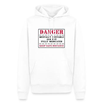 danger - Men’s Premium Organic Hoodie - white - Front - Nico (187cm)