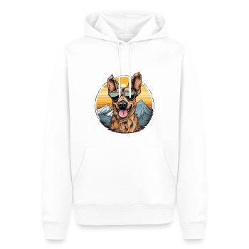 Cool dog with sunglasses - Men’s Premium Organic Hoodie - white - Front - Nico (187cm)