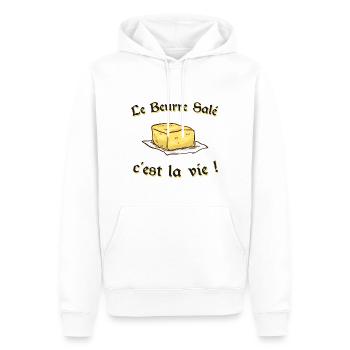 Le beurre salé c'est la vie - Sweat à capuche Premium bio Homme - blanc - Devant - Nico (187cm)